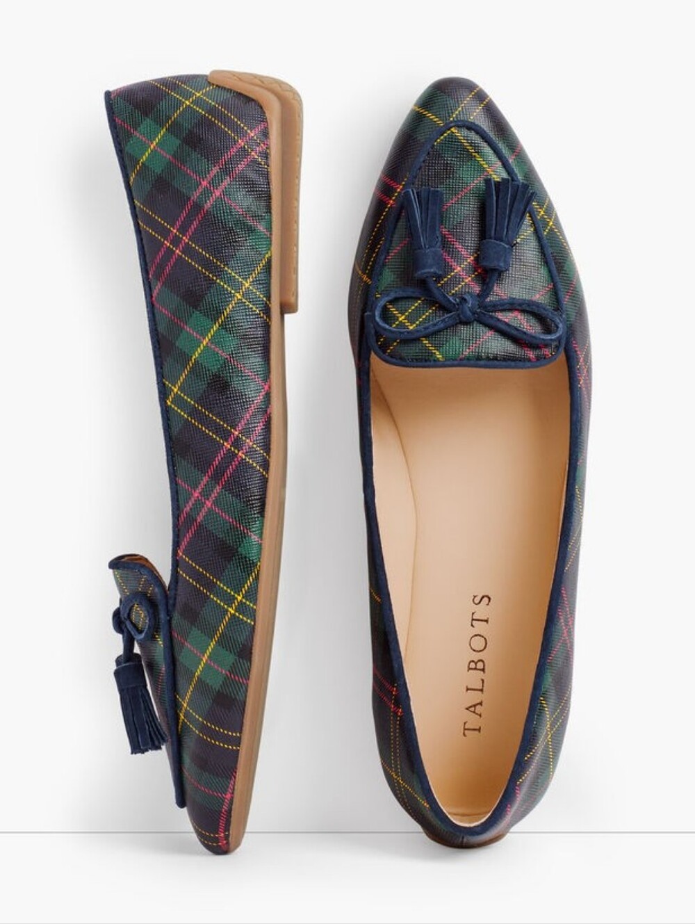 Talbots Tartan Plaid Francesca Pointed Toe Tassel Driving Moccasin - Picture 1 of 11